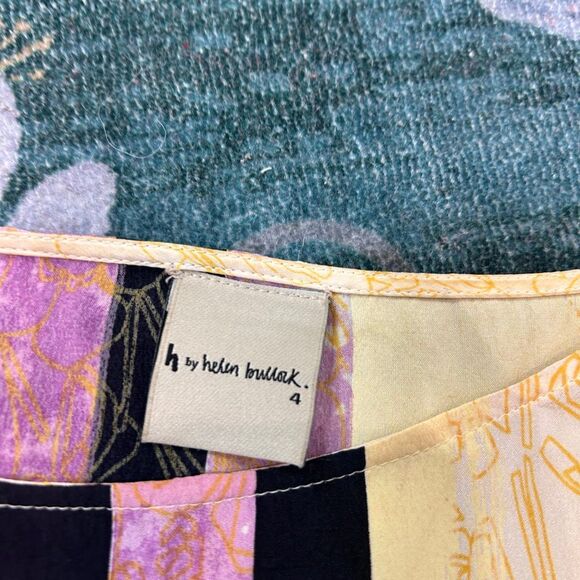 Anthropologie H by Helen Bullock Penelope Dress Silk Maxi sz 4 Abstract Yellow - Picture 5 of 16